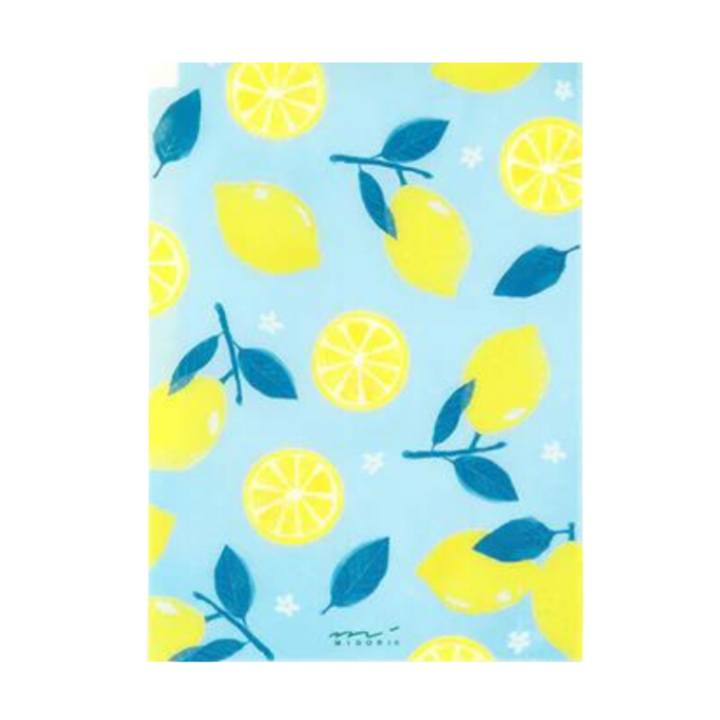 Midori A4 3 Pockets Clear Folder in Lemon — Midori file folder — premium stationery and lifestyle, at Cityluxe Singapore