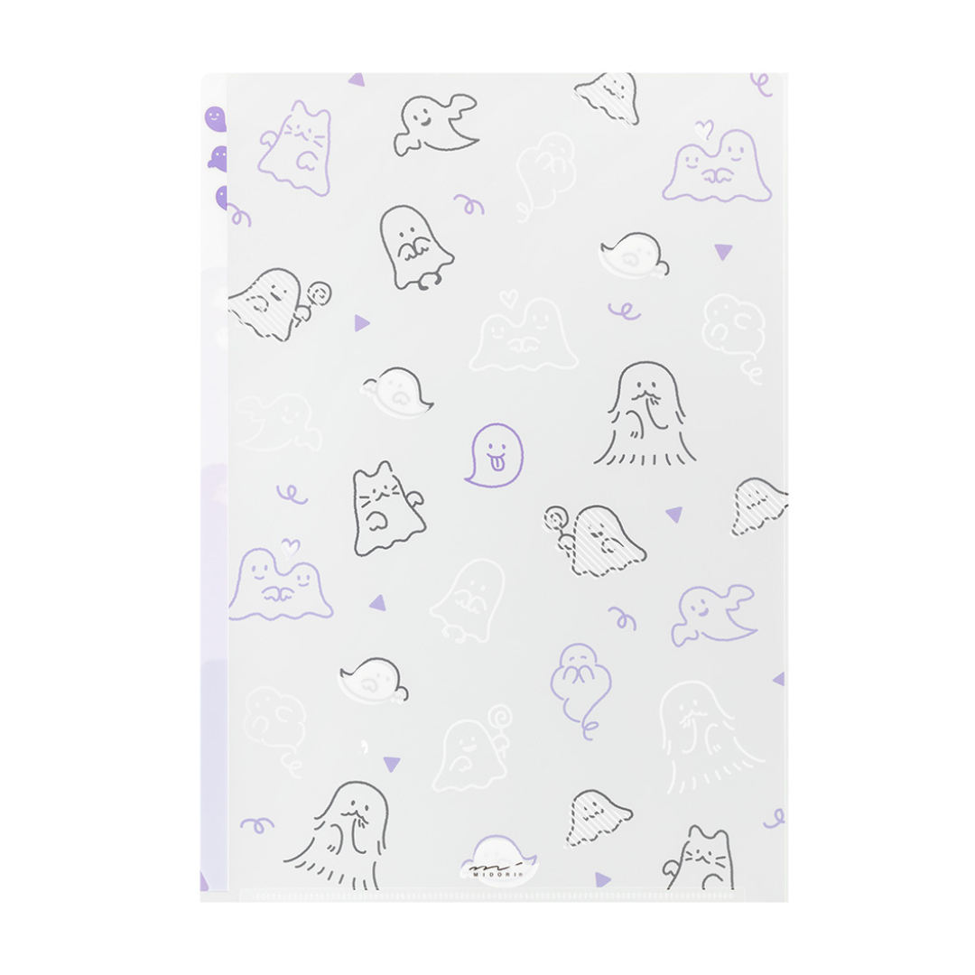 Midori A4 3 Pockets Clear Folder in Ghost — Midori file folder — premium stationery and lifestyle, at Cityluxe Singapore