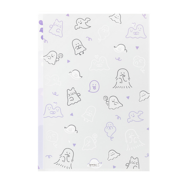 Midori A4 3 Pockets Clear Folder in Ghost — Midori file folder — premium stationery and lifestyle, at Cityluxe Singapore