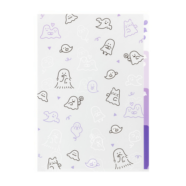 Midori A4 3 Pockets Clear Folder - Ghost — front view