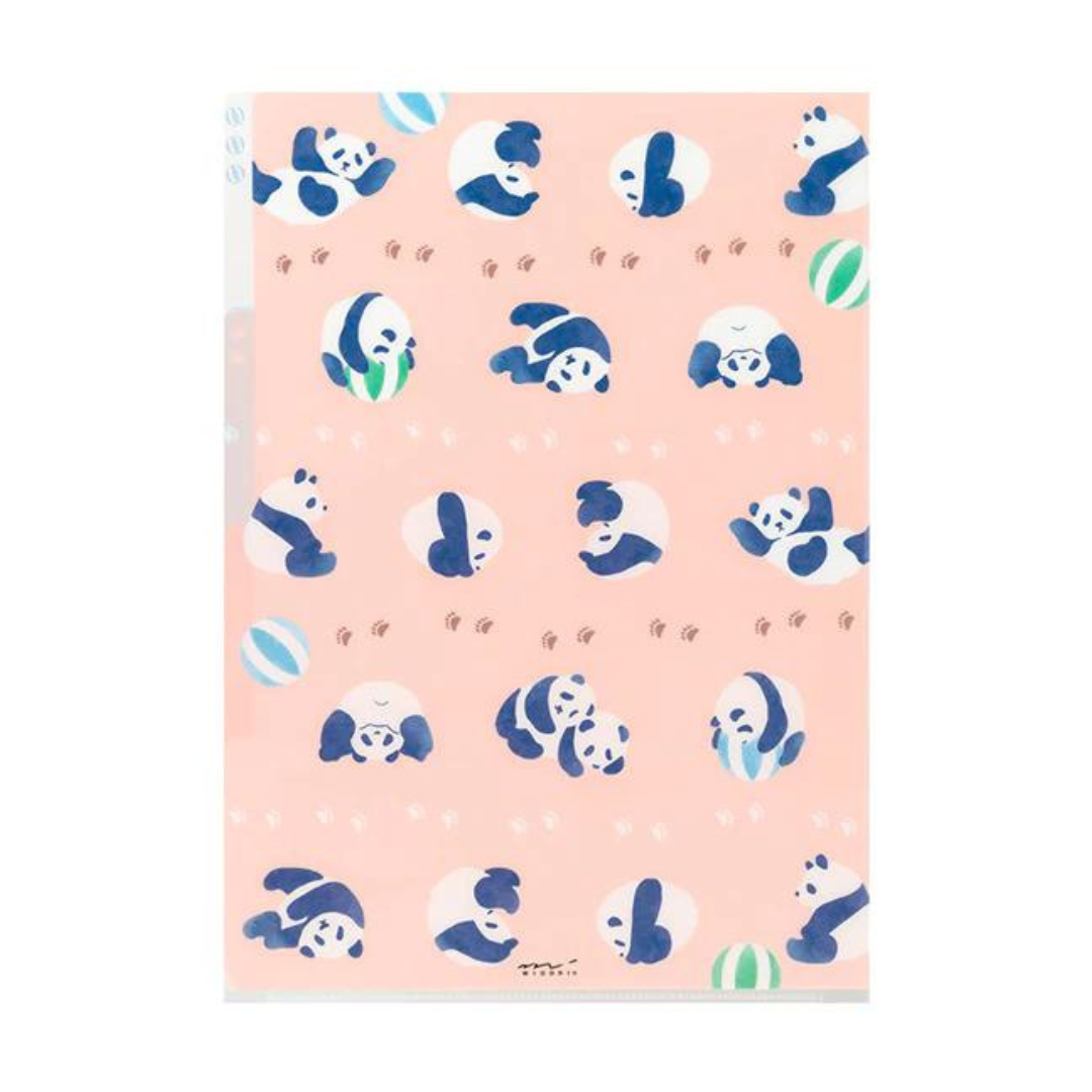 Midori A4 3 Pockets Clear Folder in Panda — Midori file folder — premium stationery and lifestyle, at Cityluxe Singapore
