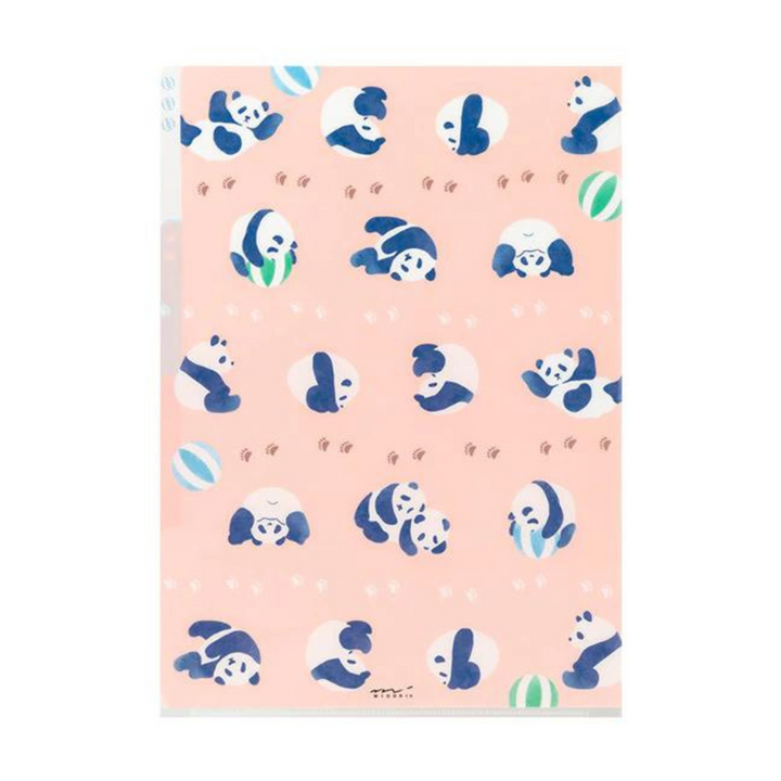 Midori A4 3 Pockets Clear Folder in Panda — Midori file folder — premium stationery and lifestyle, at Cityluxe Singapore