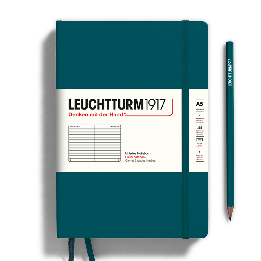 Leuchtturm1917 A5 Medium Hardcover Notebook - Ruled / Pacific Green