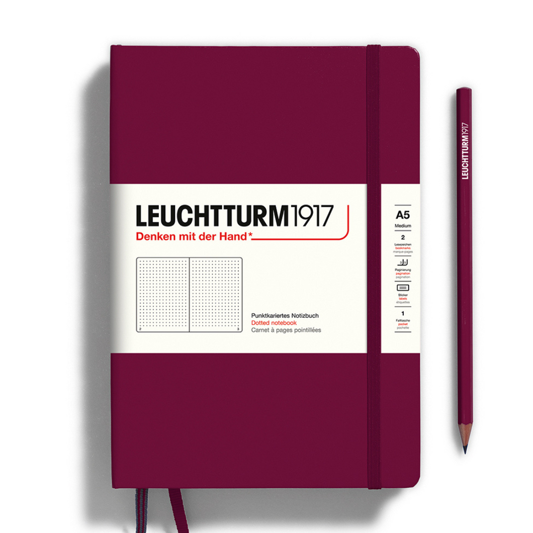 Leuchtturm1917 A5 Medium Hardcover Notebook - Dotted / Port Red