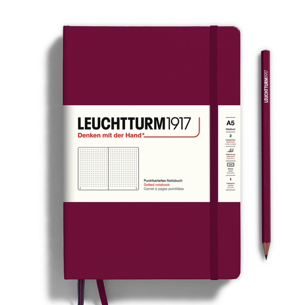 Load image into Gallery viewer, Leuchtturm1917 A5 Medium Hardcover Notebook - Dotted / Port Red
