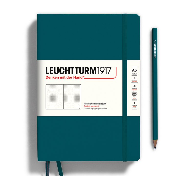 Leuchtturm1917 A5 Medium Hardcover Notebook in Dotted / Pacific Green — Leuchtturm1917 notebook — quality writing journal with premium paper, at Cityluxe Singapore stationery store