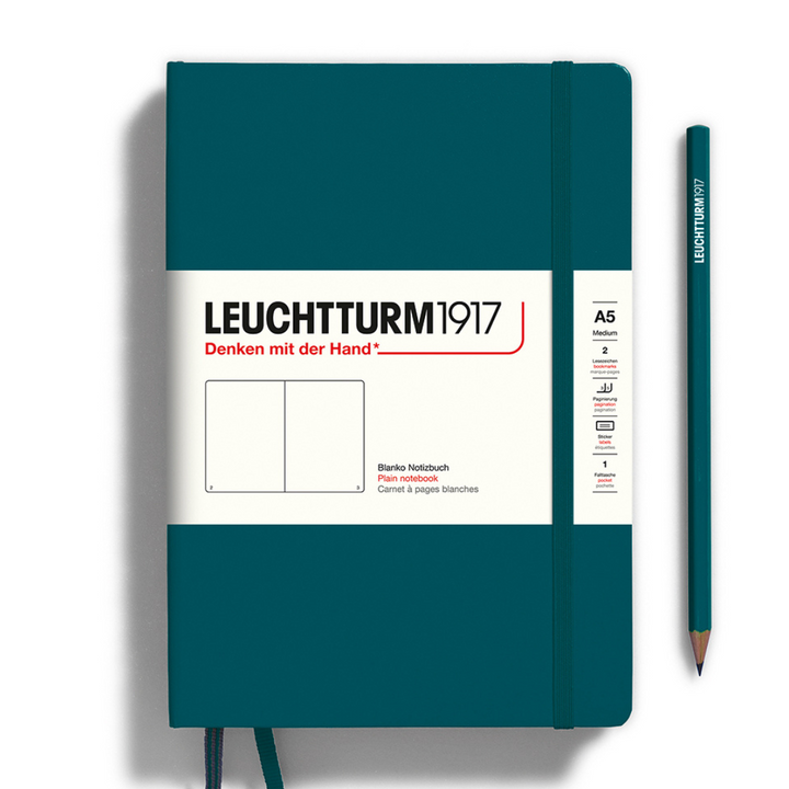 Leuchtturm1917 A5 Medium Hardcover Notebook in Plain / Pacific Green — Leuchtturm1917 notebook — quality writing journal with premium paper, at Cityluxe Singapore stationery store