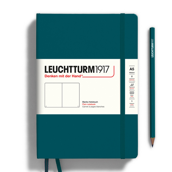 Load image into Gallery viewer, Leuchtturm1917 A5 Medium Hardcover Notebook - Plain / Pacific Green
