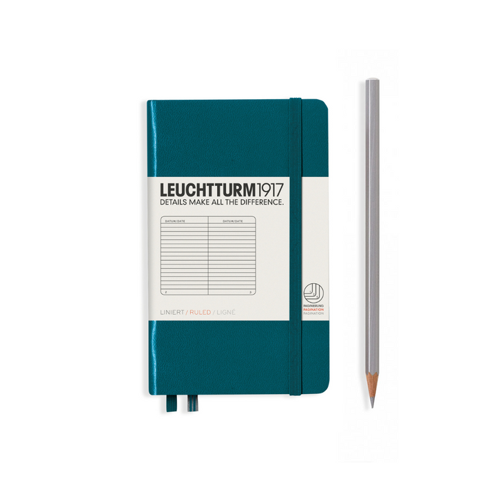 Leuchtturm1917 A6 Pocket Hardcover Notebook in Ruled / Pacific Green — Leuchtturm1917 notebook — quality writing journal with premium paper, at Cityluxe Singapore stationery store