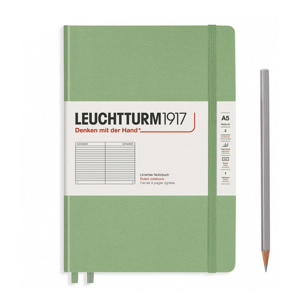 Leuchtturm1917 A5 Medium Hardcover Notebook in Ruled / Sage — Leuchtturm1917 notebook — quality writing journal with premium paper, at Cityluxe Singapore stationery store