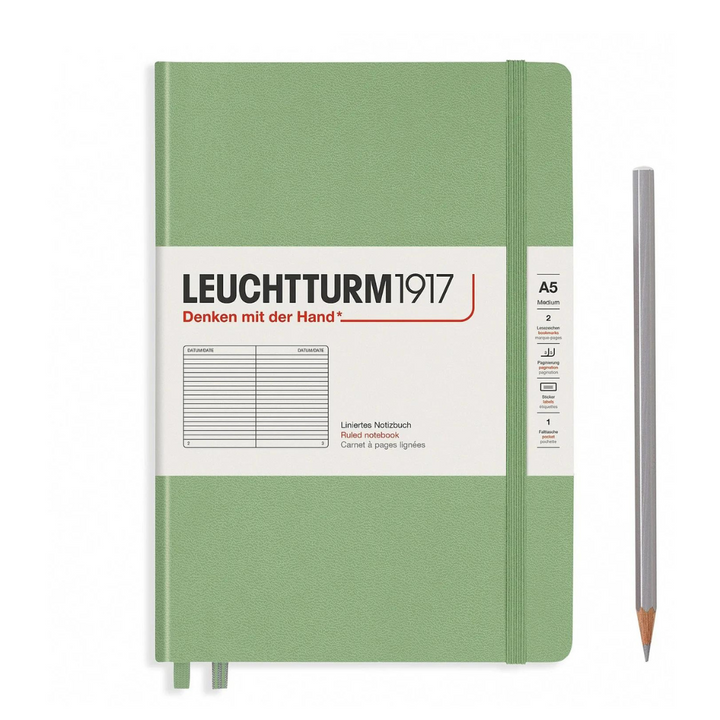 Leuchtturm1917 A5 Medium Hardcover Notebook in Ruled / Sage — Leuchtturm1917 notebook — quality writing journal with premium paper, at Cityluxe Singapore stationery store