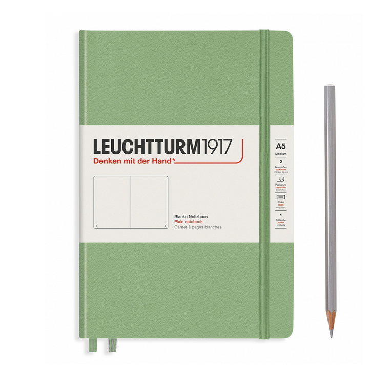 Leuchtturm1917 A5 Medium Hardcover Notebook in Plain / Sage — Leuchtturm1917 notebook — quality writing journal with premium paper, at Cityluxe Singapore stationery store