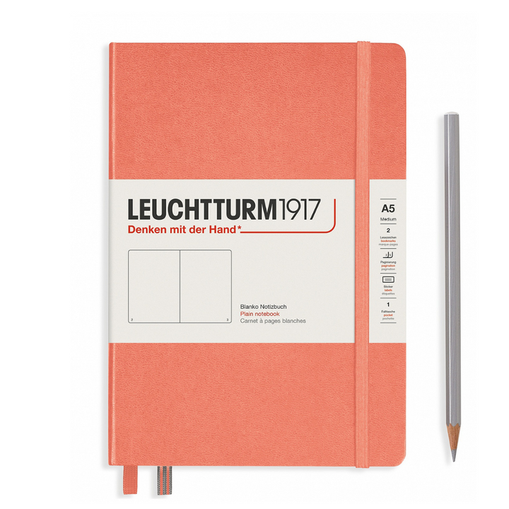 Leuchtturm1917 A5 Medium Hardcover Notebook in Plain / Bellini — Leuchtturm1917 notebook — quality writing journal with premium paper, at Cityluxe Singapore stationery store