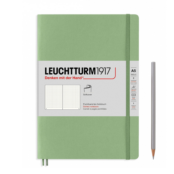 Load image into Gallery viewer, Leuchtturm1917 A5 Medium Softcover Notebook - Dotted / Sage
