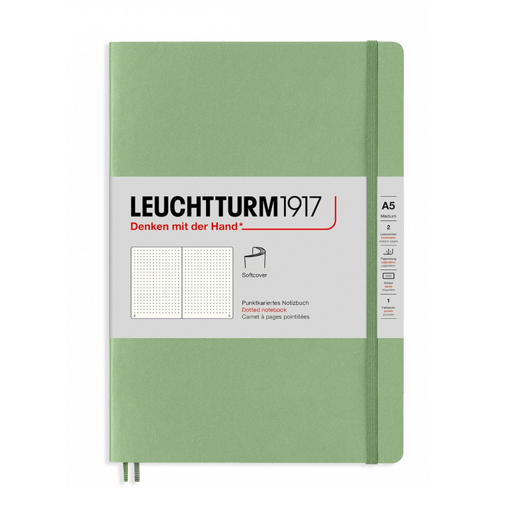 Leuchtturm1917 A5 Medium Softcover Notebook in Dotted / Sage — Leuchtturm1917 notebook — quality writing journal with premium paper, at Cityluxe Singapore stationery store