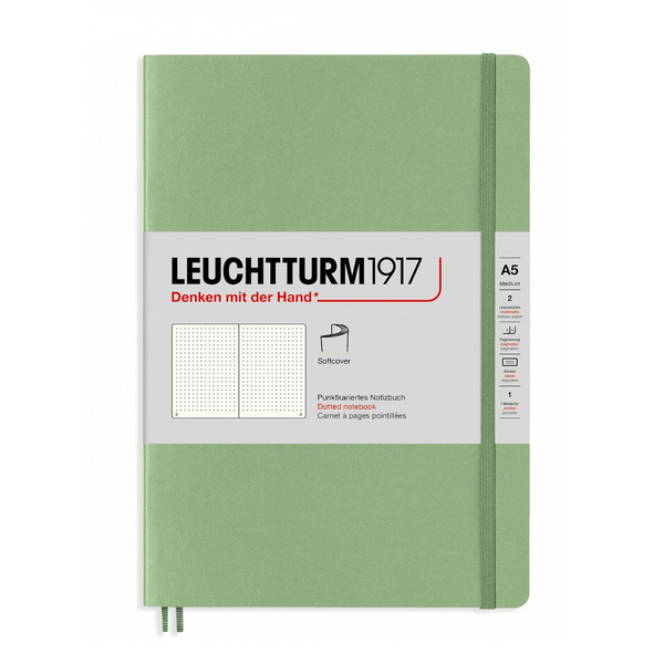 Load image into Gallery viewer, Leuchtturm1917 A5 Medium Softcover Notebook - Dotted / Sage
