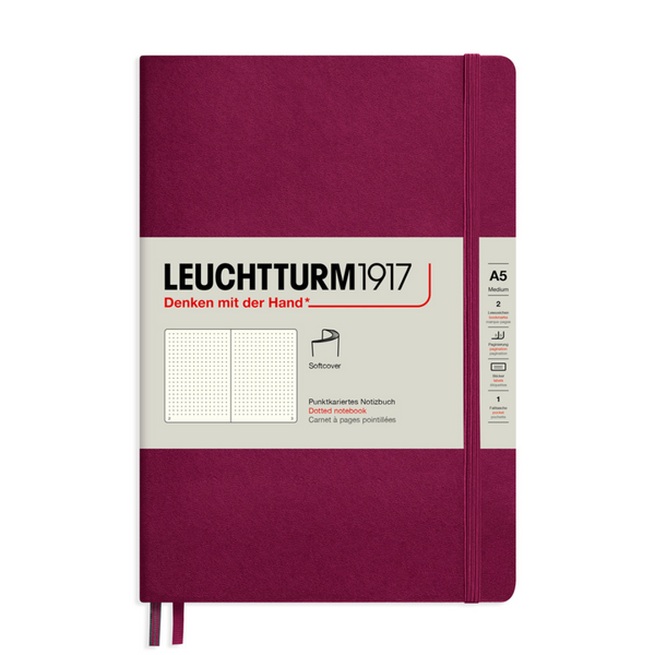 Load image into Gallery viewer, Leuchtturm1917 A5 Medium Softcover Notebook - Dotted / Port Red
