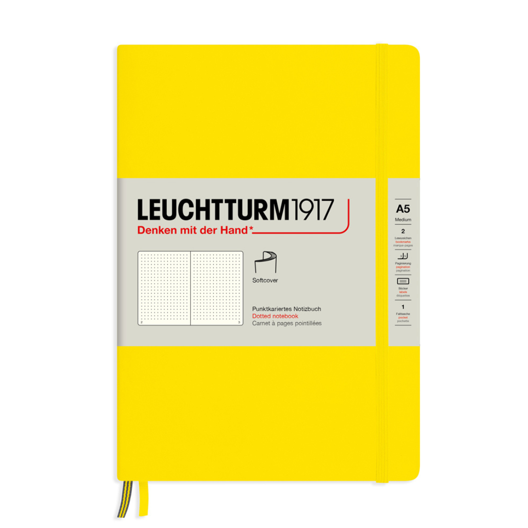 Leuchtturm1917 A5 Medium Softcover Notebook in Dotted / Lemon — Leuchtturm1917 notebook — quality writing journal with premium paper, at Cityluxe Singapore stationery store