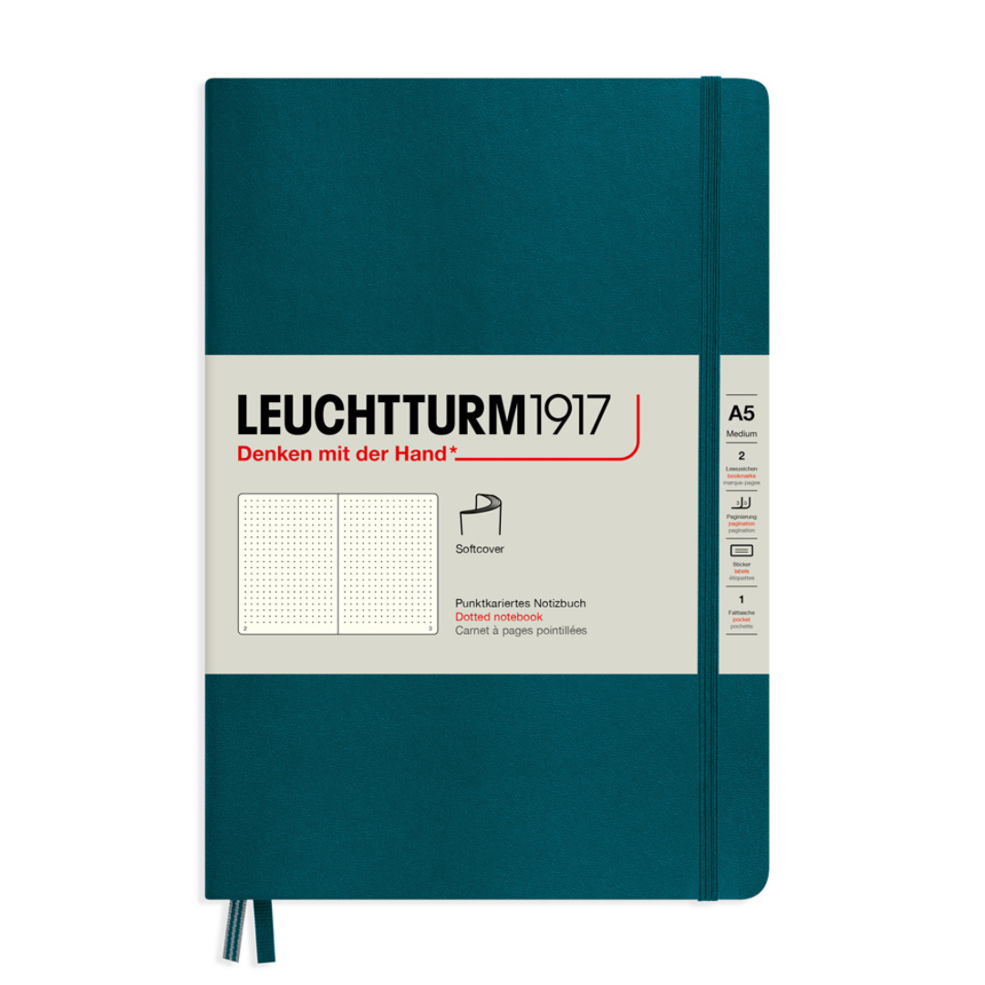 Leuchtturm1917 A5 Medium Softcover Notebook in Dotted / Pacific Green — Leuchtturm1917 notebook — quality writing journal with premium paper, at Cityluxe Singapore stationery store
