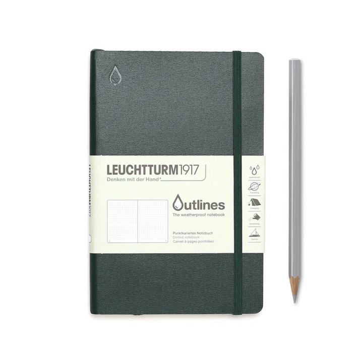Leuchtturm1917 B6+ Outlines Paperback Weatherproof Flexcover Notebook in Dotted / Walden Green — Leuchtturm1917 notebook — quality writing journal with premium paper, at Cityluxe Singapore stationery 
