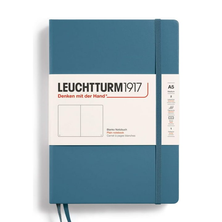 Leuchtturm1917 A5 Medium Hardcover Notebook in Plain / Stone Blue — Leuchtturm1917 notebook — quality writing journal with premium paper, at Cityluxe Singapore stationery store