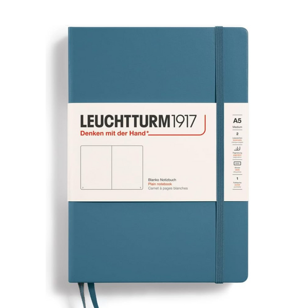 Load image into Gallery viewer, Leuchtturm1917 A5 Medium Hardcover Notebook - Plain / Stone Blue
