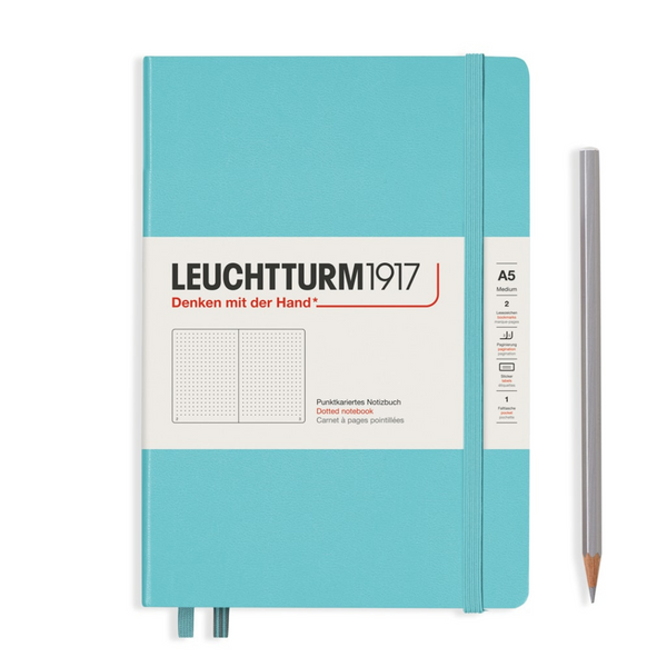 Load image into Gallery viewer, Leuchtturm1917 A5 Medium Hardcover Notebook - Dotted / Aquamarine

