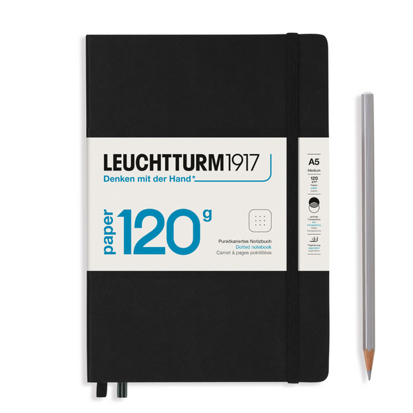 Leuchtturm1917 120G Edition A5 Medium Hardcover Notebook in Dotted / Black — Leuchtturm1917 notebook — quality writing journal with premium paper, at Cityluxe Singapore stationery store