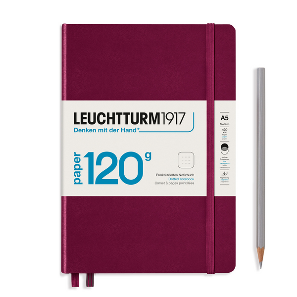 Leuchtturm1917 120G Edition A5 Medium Hardcover Notebook in Dotted / Port Red — Leuchtturm1917 notebook — quality writing journal with premium paper, at Cityluxe Singapore stationery store