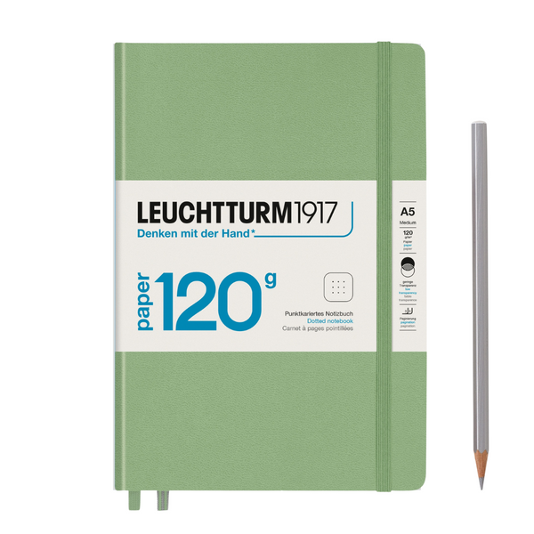 Leuchtturm1917 120G Edition A5 Medium Hardcover Notebook in Dotted / Sage — Leuchtturm1917 notebook — quality writing journal with premium paper, at Cityluxe Singapore stationery store