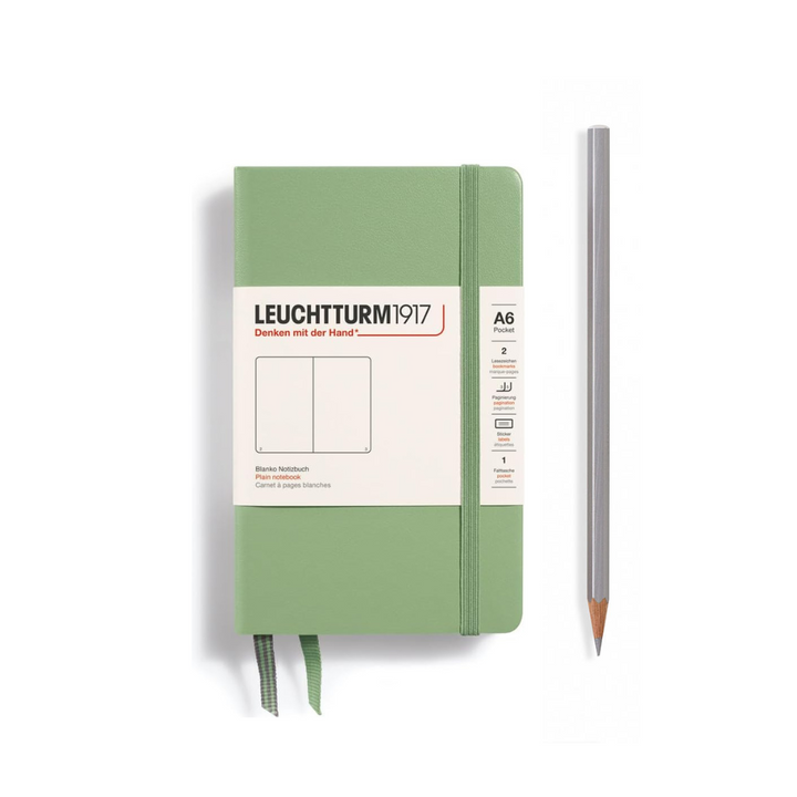 Leuchtturm1917 A6 Pocket Hardcover Notebook in Plain / Sage — Leuchtturm1917 notebook — quality writing journal with premium paper, at Cityluxe Singapore stationery store