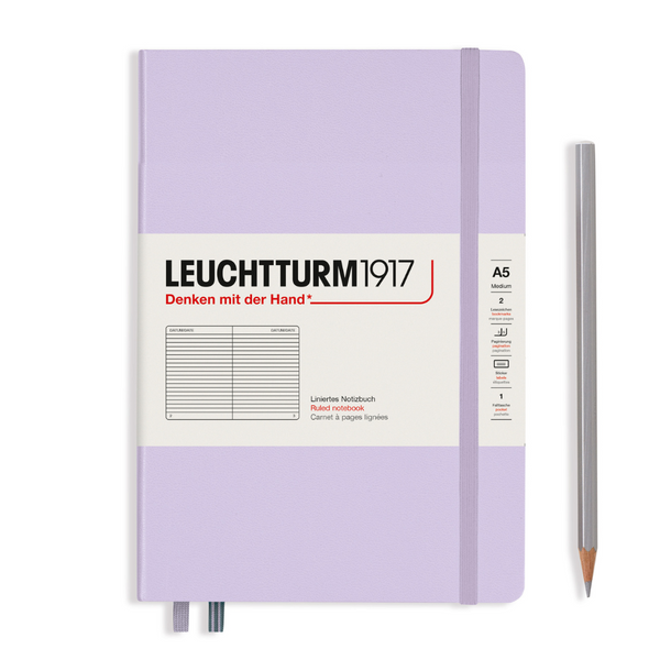 Leuchtturm1917 A5 Medium Hardcover Notebook in Ruled / Lilac — Leuchtturm1917 notebook — quality writing journal with premium paper, at Cityluxe Singapore stationery store