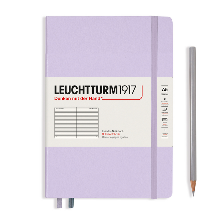 Leuchtturm1917 A5 Medium Hardcover Notebook in Ruled / Lilac — Leuchtturm1917 notebook — quality writing journal with premium paper, at Cityluxe Singapore stationery store