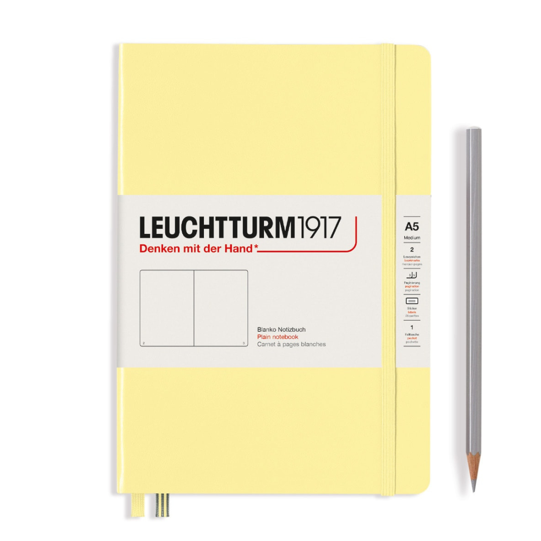 Leuchtturm1917 A5 Medium Hardcover Notebook in Plain / Vanilla — Leuchtturm1917 notebook — quality writing journal with premium paper, at Cityluxe Singapore stationery store