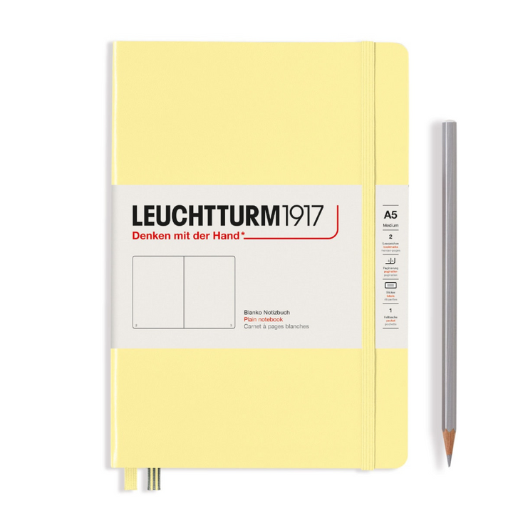 Leuchtturm1917 A5 Medium Hardcover Notebook in Plain / Vanilla — Leuchtturm1917 notebook — quality writing journal with premium paper, at Cityluxe Singapore stationery store
