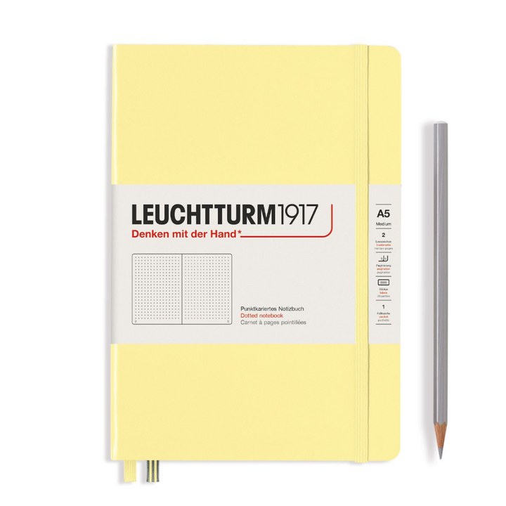 Leuchtturm1917 A5 Medium Hardcover Notebook in Dotted / Vanilla — Leuchtturm1917 notebook — quality writing journal with premium paper, at Cityluxe Singapore stationery store
