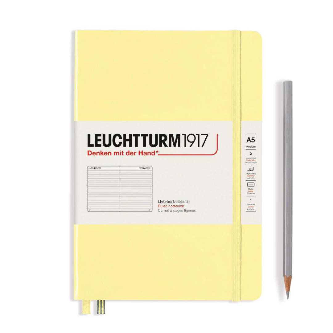 Leuchtturm1917 A5 Medium Hardcover Notebook in Ruled / Vanilla — Leuchtturm1917 notebook — quality writing journal with premium paper, at Cityluxe Singapore stationery store