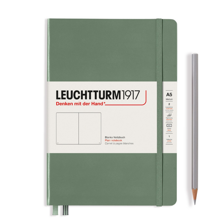 Leuchtturm1917 A5 Medium Hardcover Notebook in Plain / Olive — Leuchtturm1917 notebook — quality writing journal with premium paper, at Cityluxe Singapore stationery store