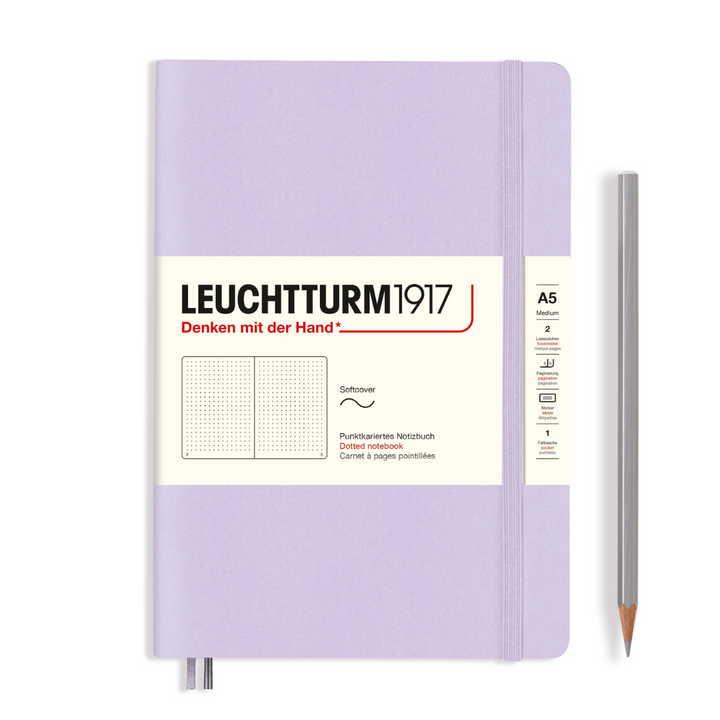 Leuchtturm1917 A5 Medium Softcover Notebook in Dotted / Lilac — Leuchtturm1917 notebook — quality writing journal with premium paper, at Cityluxe Singapore stationery store