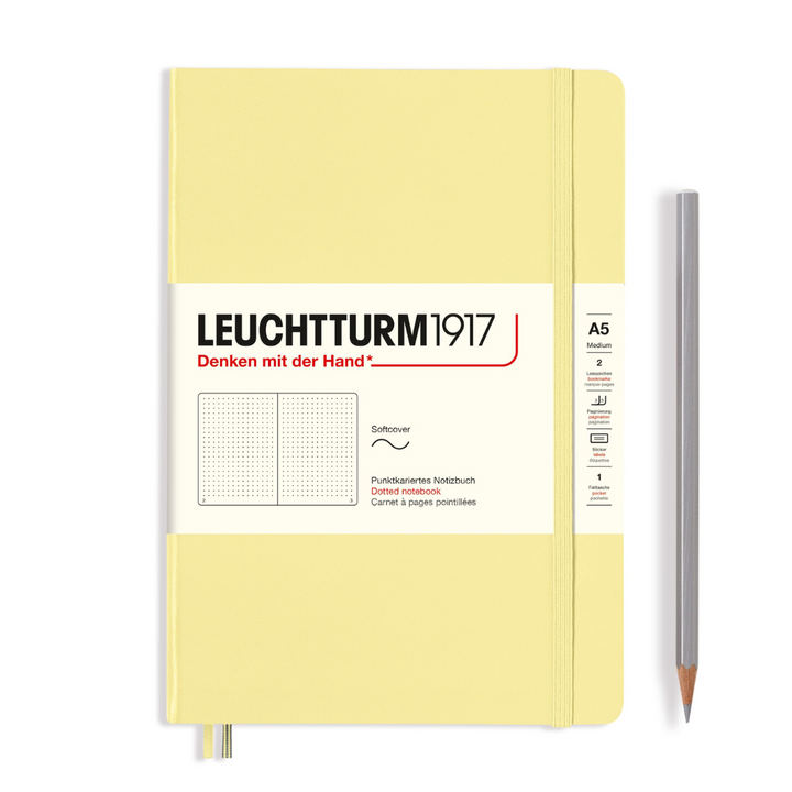 Leuchtturm1917 A5 Medium Softcover Notebook in Dotted / Vanilla — Leuchtturm1917 notebook — quality writing journal with premium paper, at Cityluxe Singapore stationery store