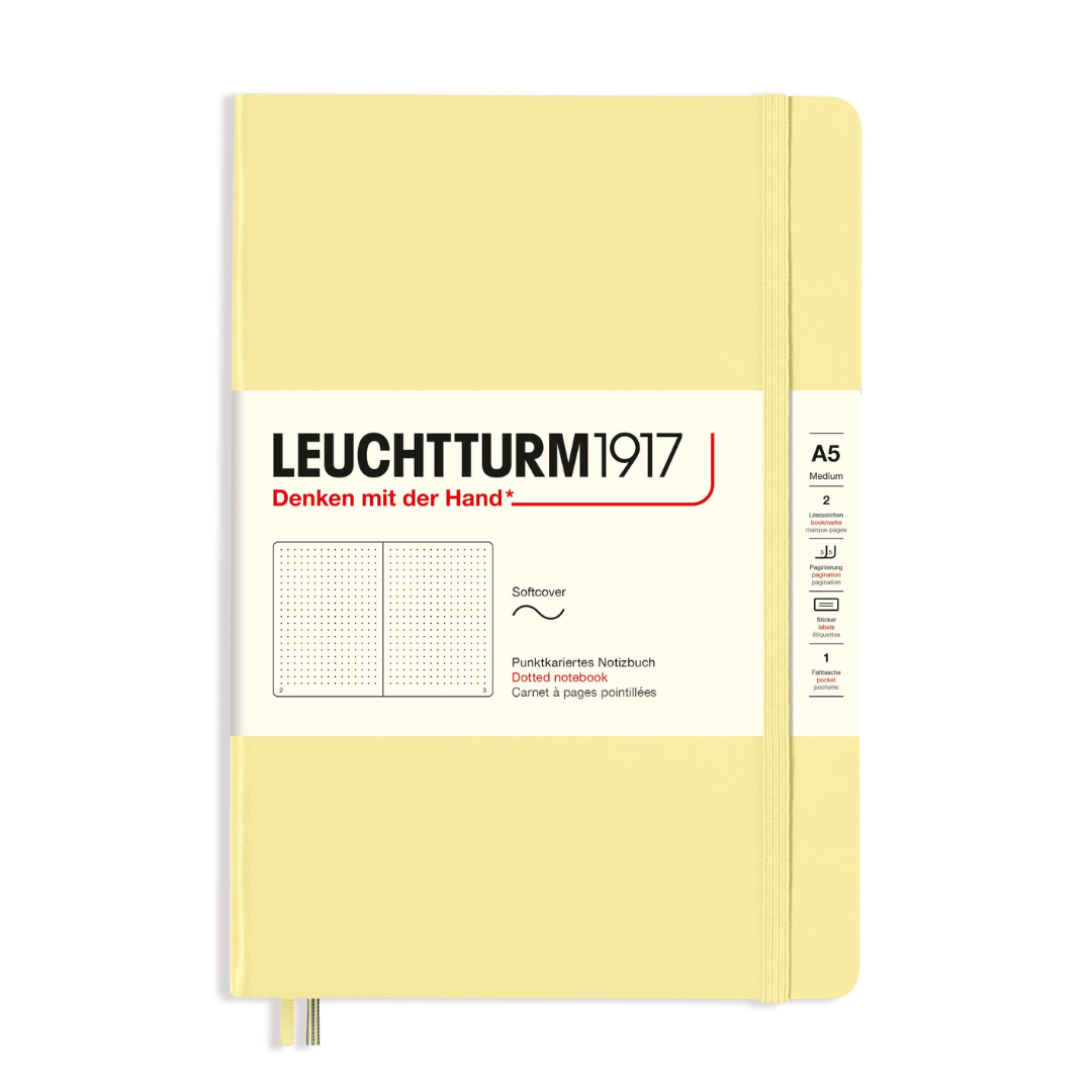 Leuchtturm1917 A5 Medium Softcover Notebook in Dotted / Vanilla — Leuchtturm1917 notebook — quality writing journal with premium paper, at Cityluxe Singapore stationery store