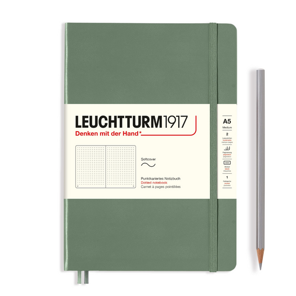 将图片加载到图库查看器，Leuchtturm1917 A5 Medium Softcover Notebook - Dotted / Olive
