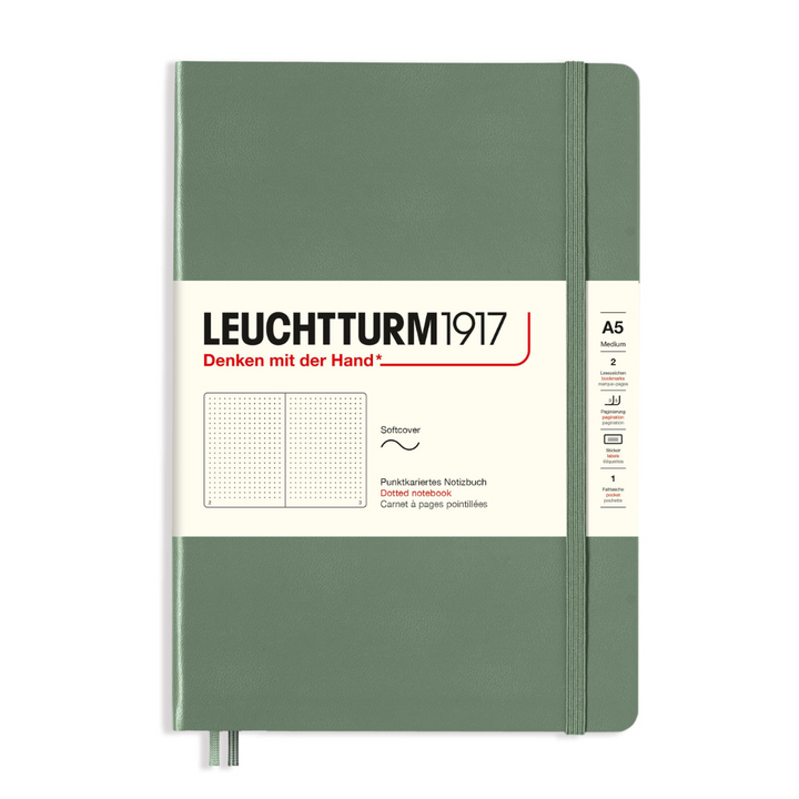 Leuchtturm1917 A5 Medium Softcover Notebook in Dotted / Olive — Leuchtturm1917 notebook — quality writing journal with premium paper, at Cityluxe Singapore stationery store
