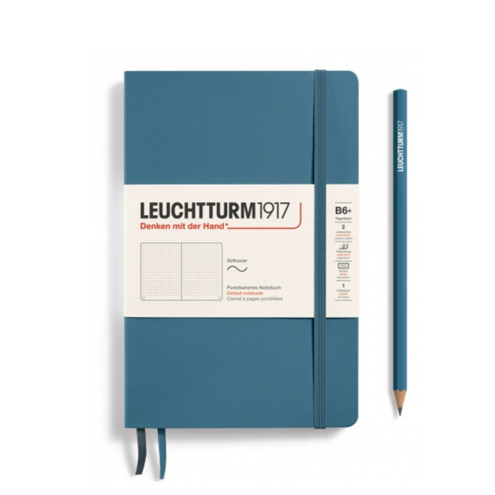 Leuchtturm1917 B6+ Softcover Paperback in Dotted / Stone Blue — Leuchtturm1917 notebook — quality writing journal with premium paper, at Cityluxe Singapore stationery store