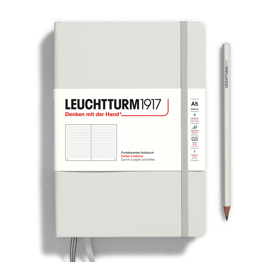 Leuchtturm1917 Natural Colours A5 Medium Hardcover Notebook in Light Grey — Leuchtturm1917 notebook — quality writing journal with premium paper, at Cityluxe Singapore stationery store
