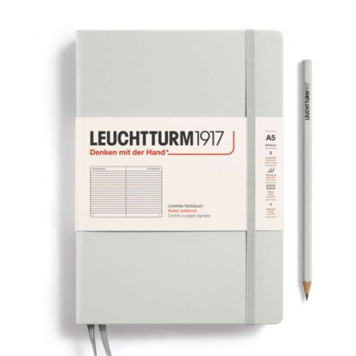 Leuchtturm1917 Natural Colours A5 Medium Hardcover Notebook in Light Grey — Leuchtturm1917 notebook — quality writing journal with premium paper, at Cityluxe Singapore stationery store