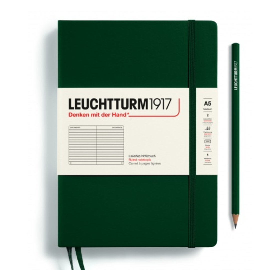 Leuchtturm1917 내추럴 컬러 하드커버 A5 미디엄 노트 포레스트 그린