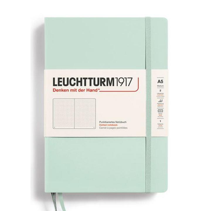 Leuchtturm1917 Natural Colours A5 Medium Hardcover Notebook in Mint Green — Leuchtturm1917 notebook — quality writing journal with premium paper, at Cityluxe Singapore stationery store