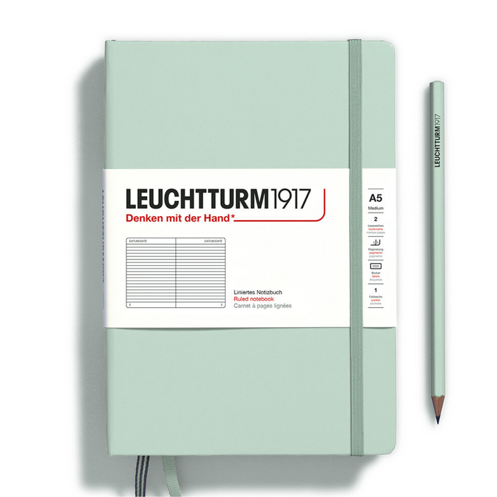 Leuchtturm1917 Natural Colours A5 Medium Hardcover Notebook in Mint Green — Leuchtturm1917 notebook — quality writing journal with premium paper, at Cityluxe Singapore stationery store
