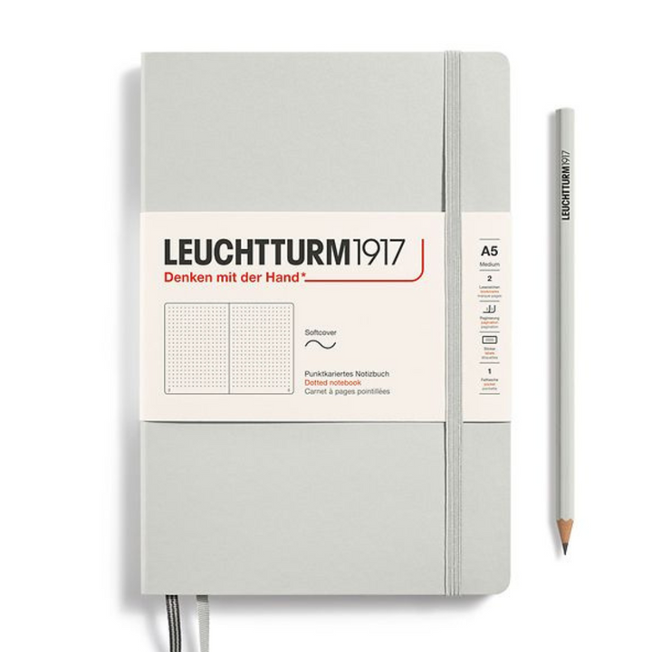 Leuchtturm1917 Natural Colours A5 Medium Softcover Notebook in Dotted / Light Grey — Leuchtturm1917 notebook — quality writing journal with premium paper, at Cityluxe Singapore stationery store